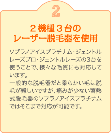 2 2機種3台のレーザー脱毛器を使用