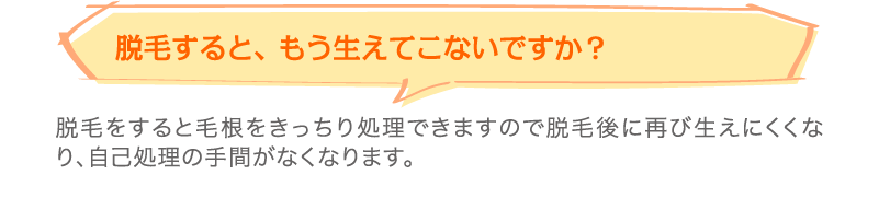 脱毛すると、もう生えてこないですか?